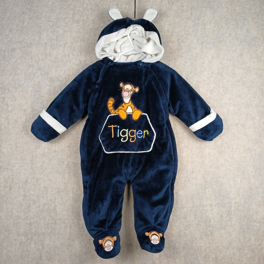 Vintage Y2K Tigger Winnie The Pooh Snowsuit Disney 6-9m Baby Toddler FULL ZIP